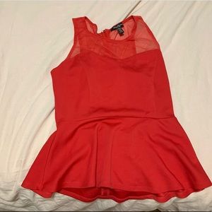 Red Peplum with sheer top. Really cute. Worn once.